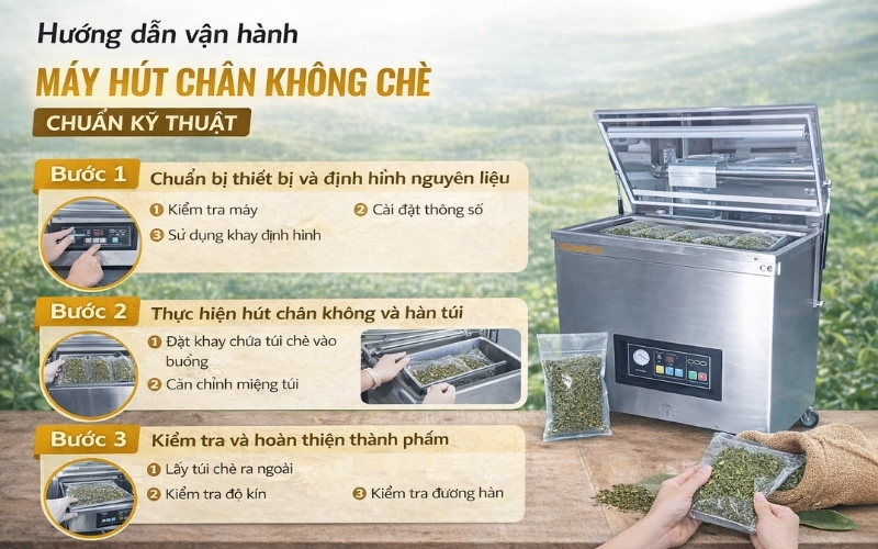 Hướng dẫn vận hành máy hút chân không chè chuẩn kỹ thuật