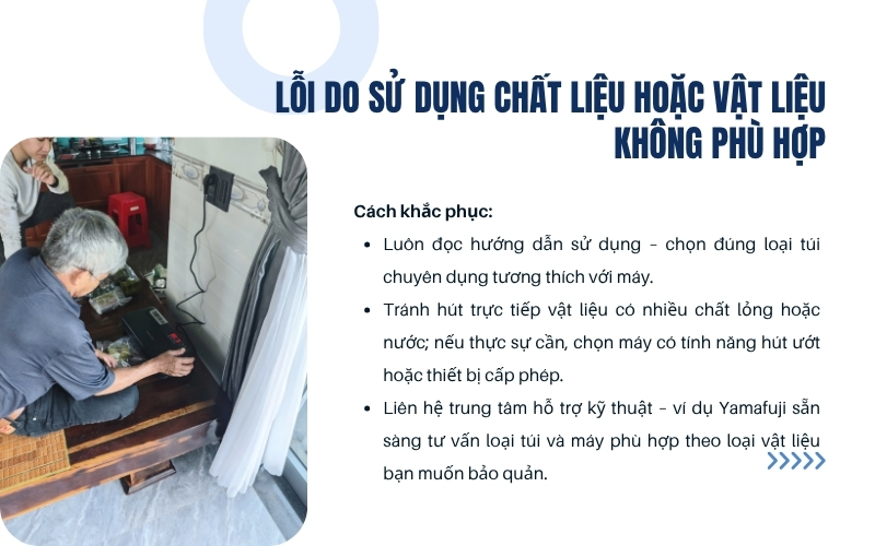 Lỗi do sử dụng chất liệu hoặc vật liệu không phù hợp