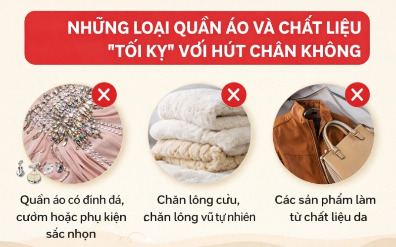 Những loại quần áo và chất liệu tối kỵ với hút chân không