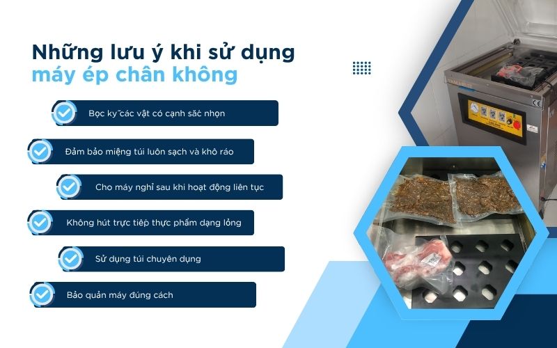 Những lưu ý khi sử dụng máy ép chân không