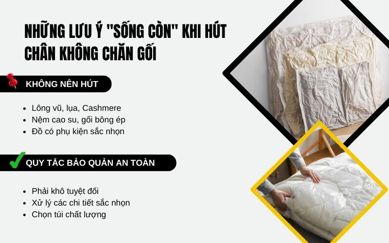 Những lưu ý sống còn khi hút chân không chăn gối