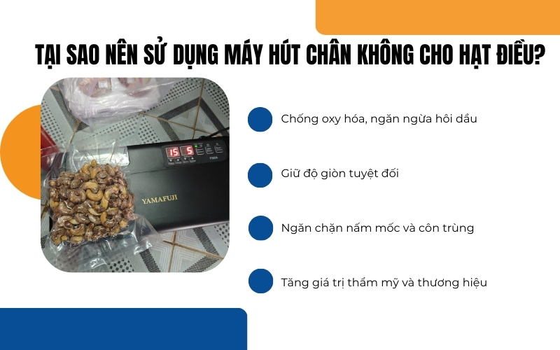 Tại sao nên sử dụng máy hút chân không cho hạt điều?