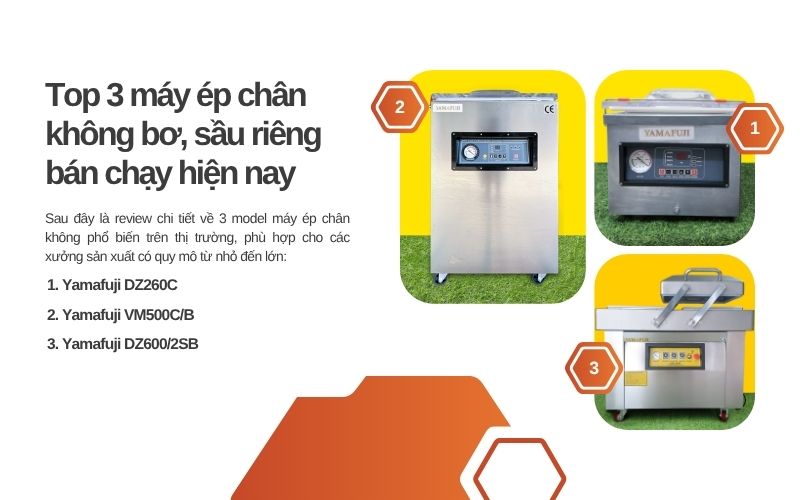 Top 3 máy ép chân không bơ, sầu riêng bán chạy hiện nay