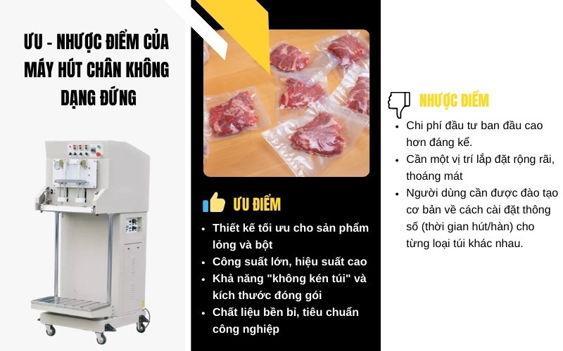 Ưu nhược điểm của máy hút chân không dạng đứng
