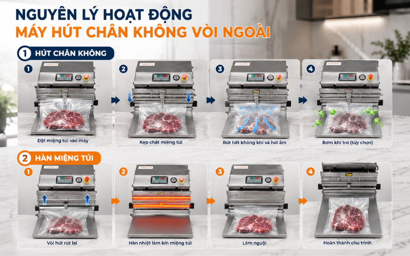 Nguyên lý hoạt động của máy hút chân không vòi ngoài