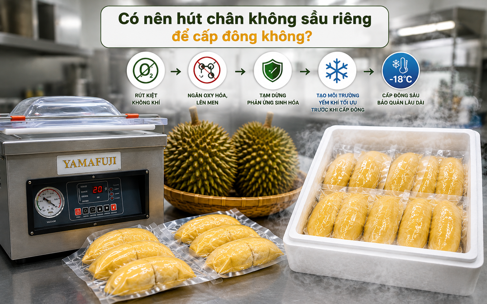 Giải đáp: Có nên hút chân không sầu riêng để cấp đông không?