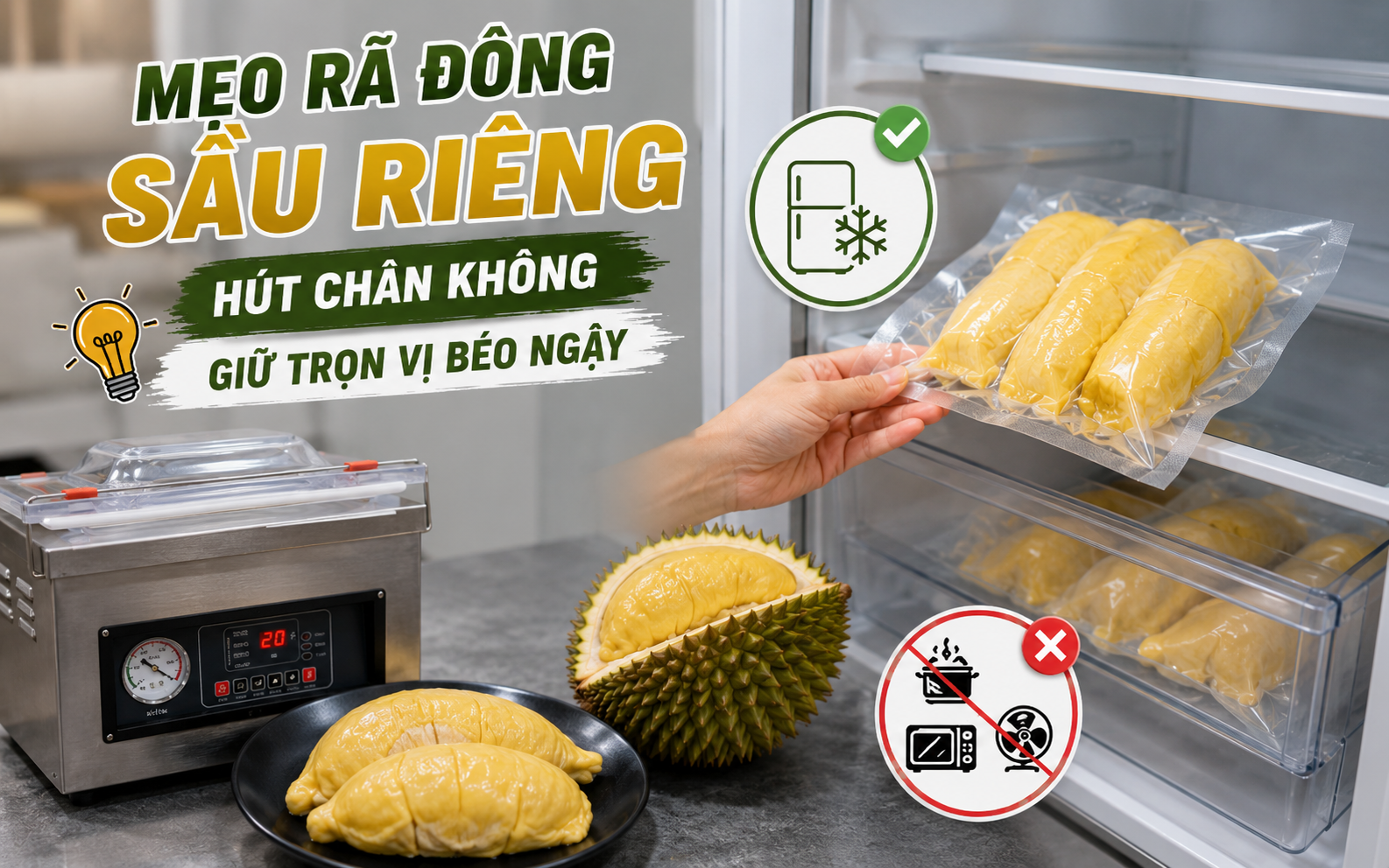 Mẹo rã đông sầu riêng hút chân không giữ trọn vị béo ngậy