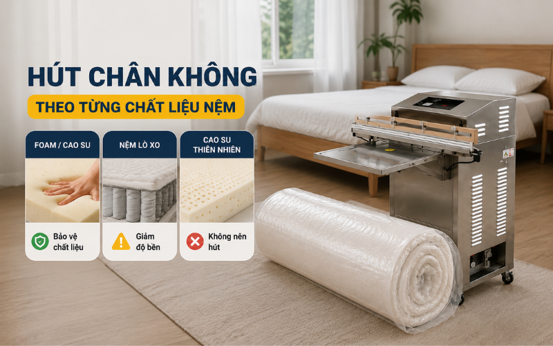 Ảnh hưởng của việc hút chân không theo từng chất liệu nệm