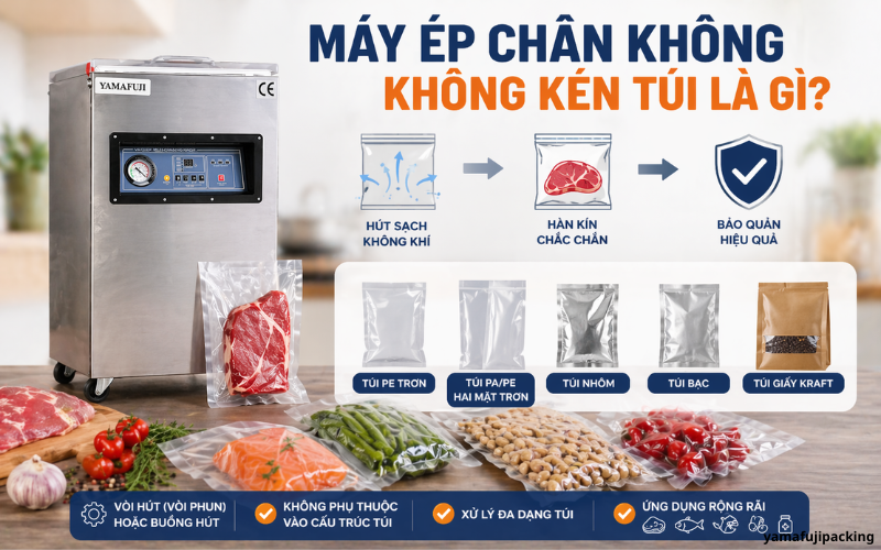 Máy ép chân không không kén túi là gì?