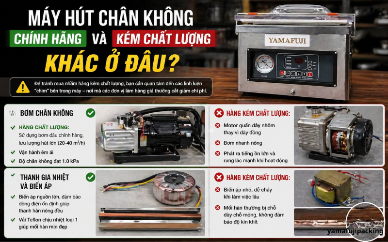 Máy hút chân không chính hãng và kém chất lượng khác ở đâu?