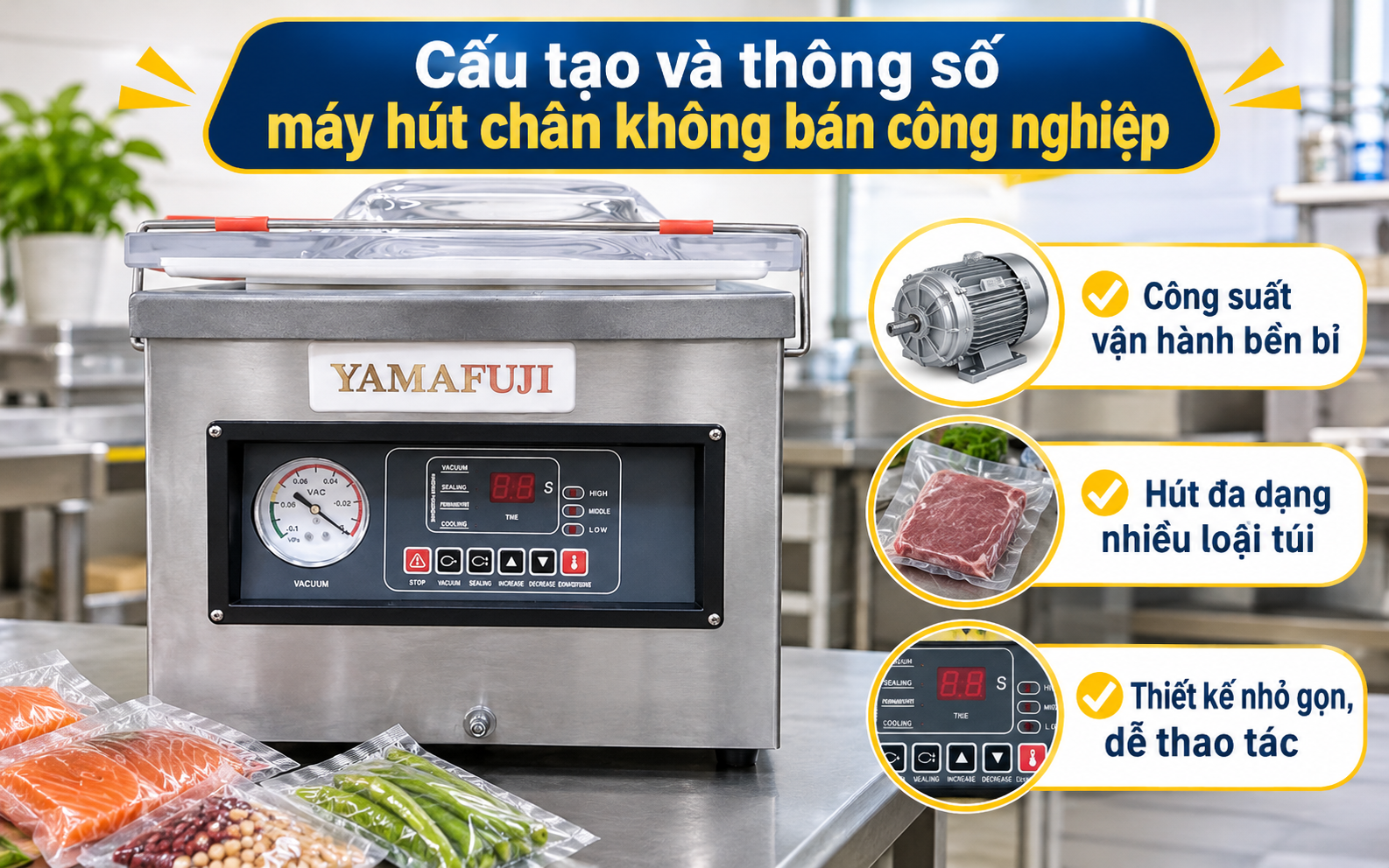 Cấu tạo và thông số máy hút chân không bán công nghiệp