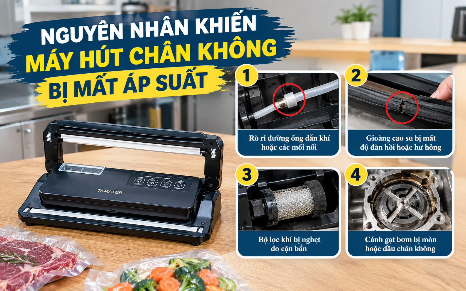 Nguyên nhân khiến máy hút chân không bị mất áp suất