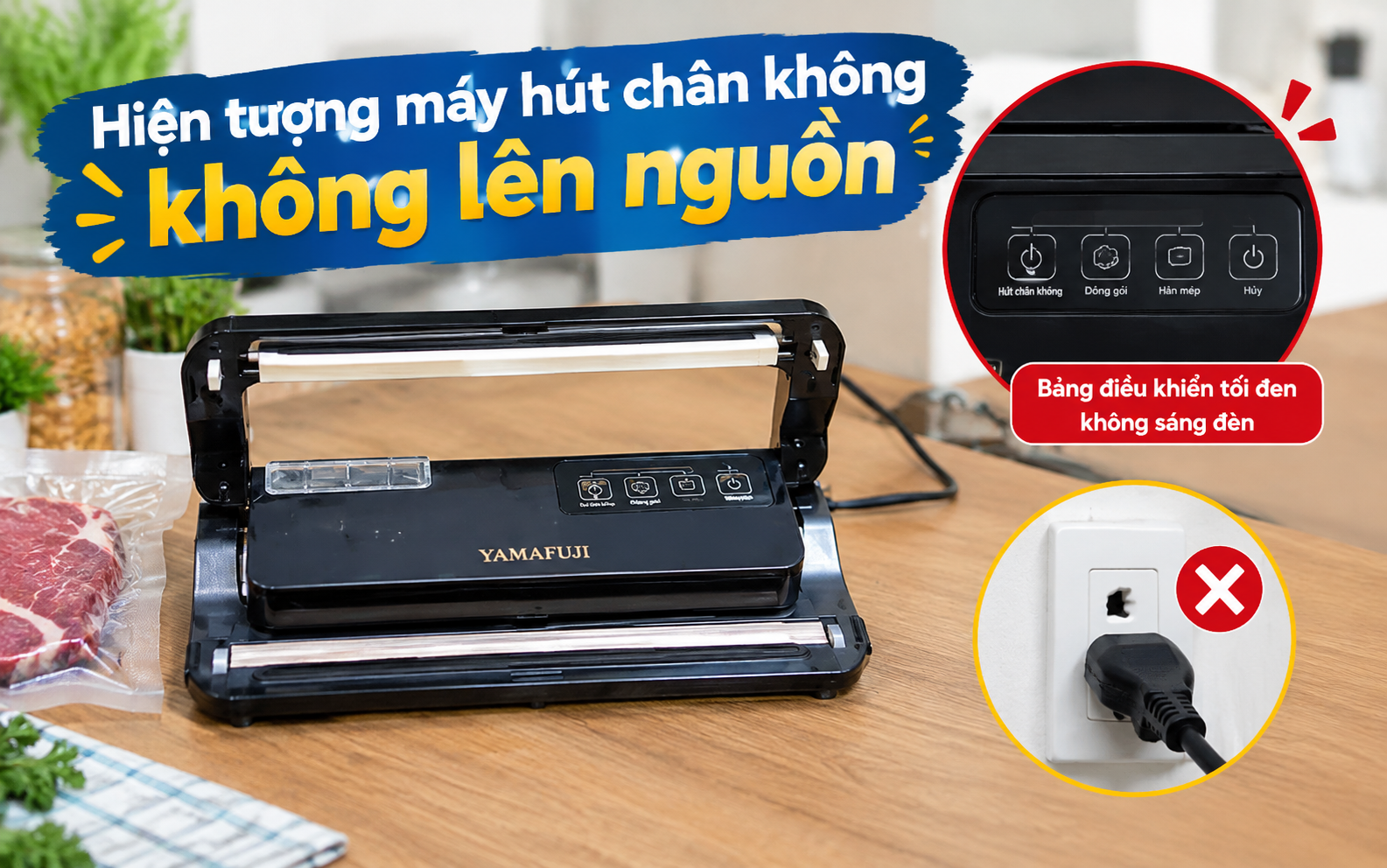 Hiện tượng máy hút chân không không lên nguồn