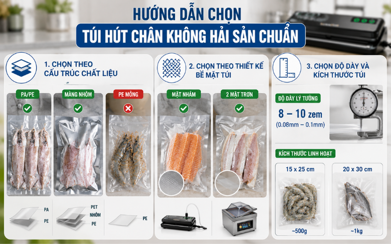 Hướng dẫn chọn túi hút chân không hải sản chuẩn