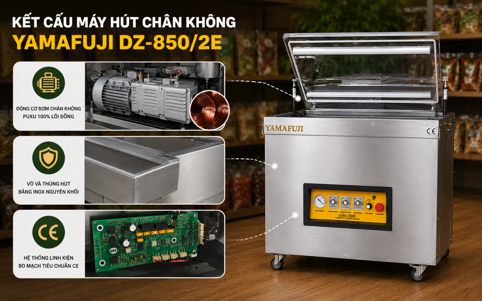 Kết cấu máy hút chân không Yamafuji DZ-850/2E