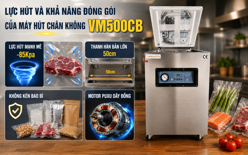 Lực hút và khả năng đóng gói của máy hút chân không vm500cb