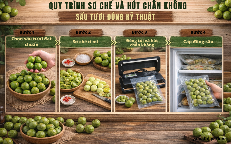 Quy trình sơ chế và hút chân không sấu tươi đúng kỹ thuật