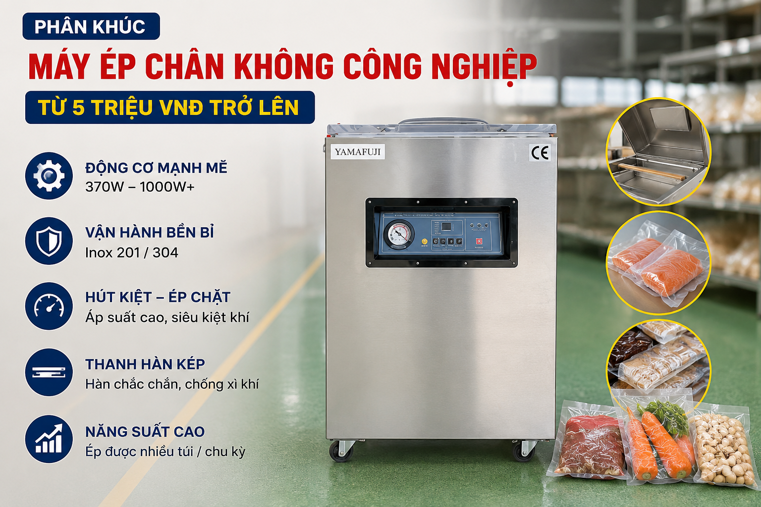 Phân khúc máy ép chân không công nghiệp (Từ 5 triệu VNĐ trở lên)