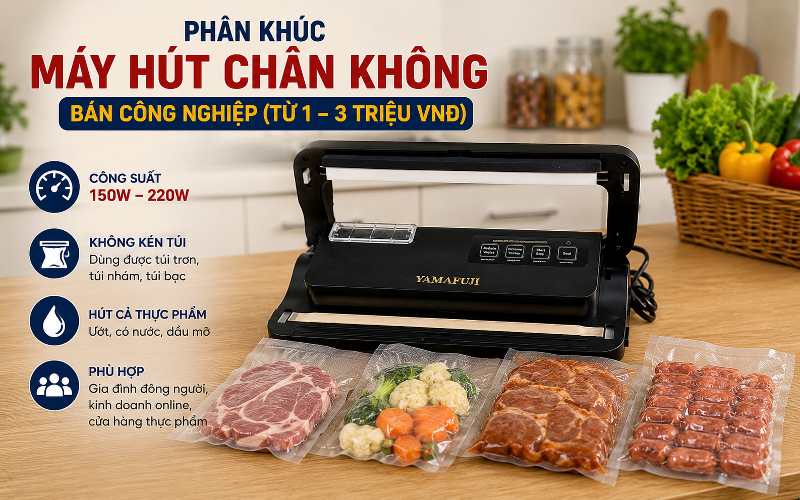 Phân khúc máy hút chân không bán công nghiệp (Từ 1 - 3 triệu VNĐ)