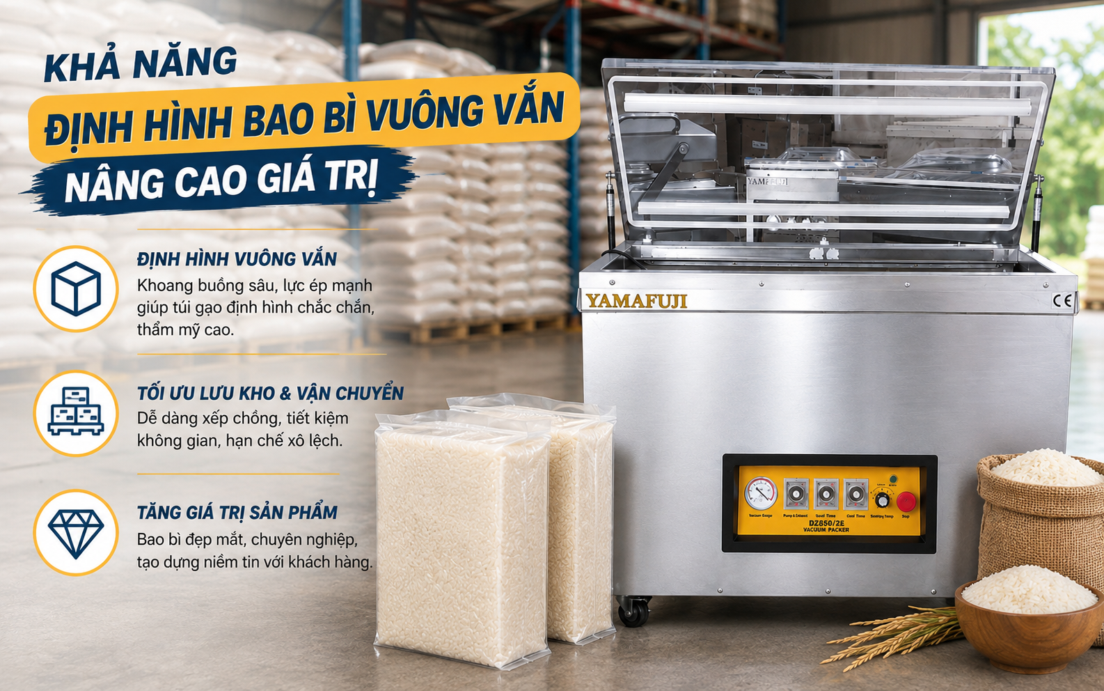 Khả năng định hình bao bì vuông vắn, nâng cao giá trị