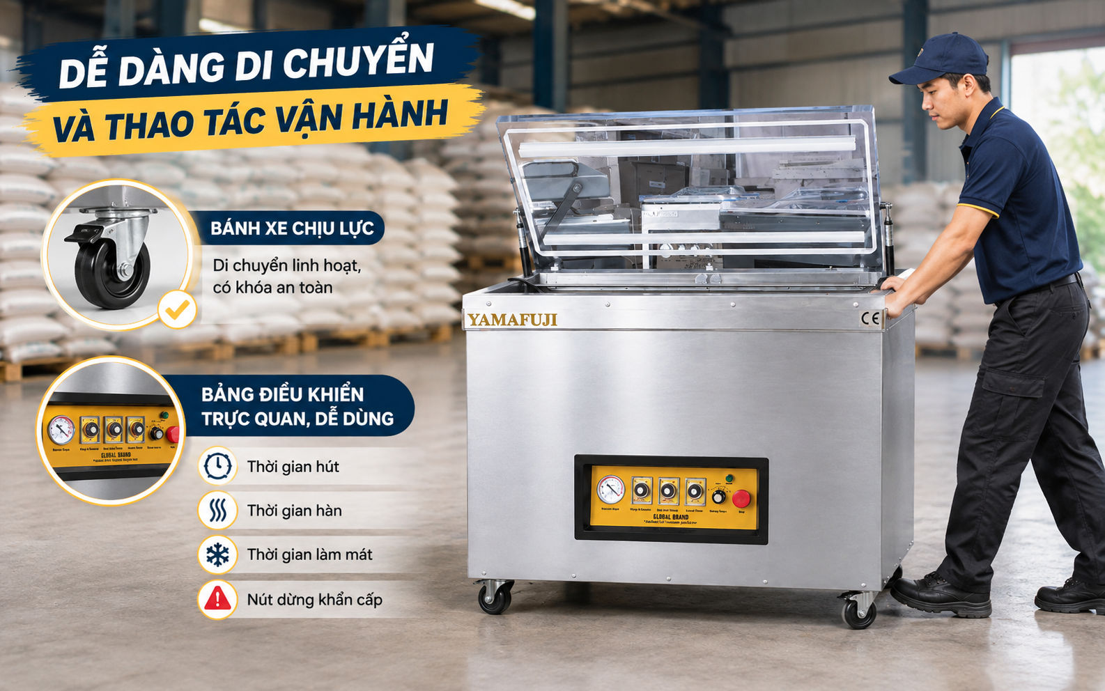 Dễ dàng di chuyển và thao tác vận hành