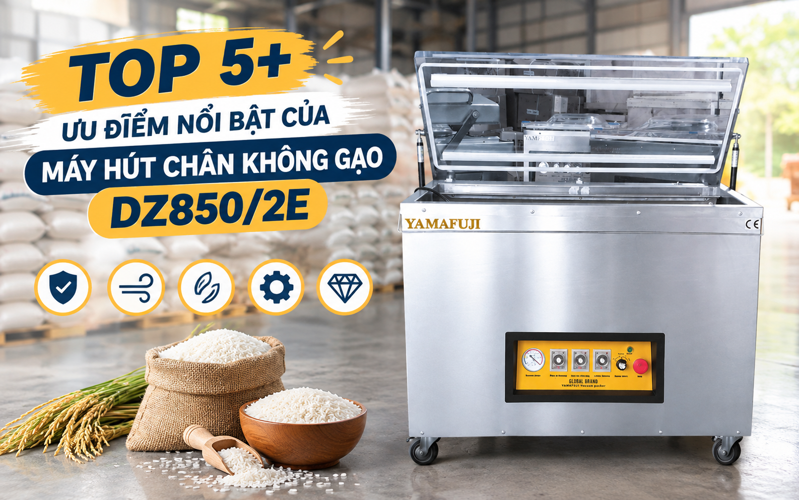 Top 5+ ưu điểm nổi bật của máy hút chân không gạo DZ850/2E