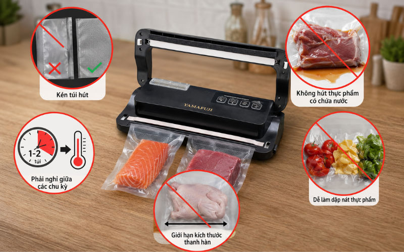 Hạn chế cần lưu ý khi sử dụng máy hút chân không mini