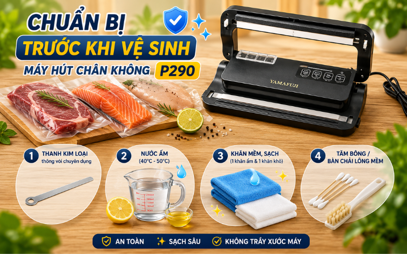 Chuẩn bị trước khi vệ sinh máy hút chân không P290