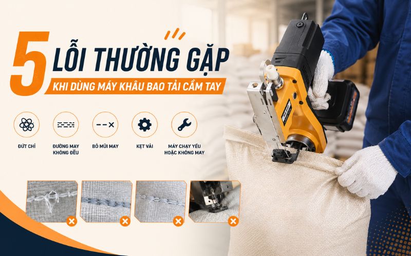5 lỗi thường gặp khi dùng máy khâu bao tải cầm tay