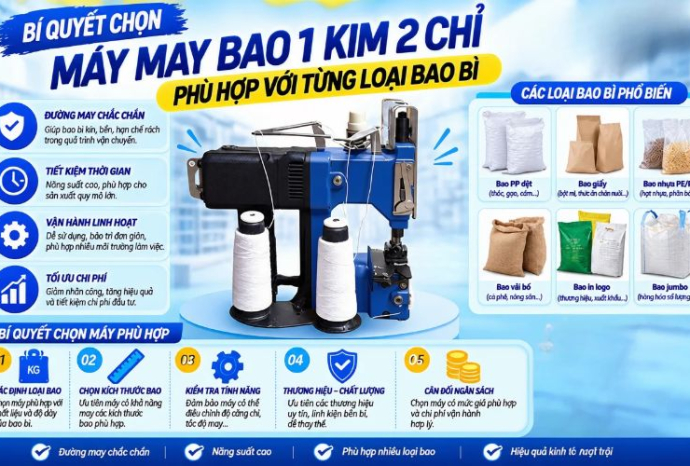 Bí quyết chọn máy may bao 1 kim 2 chỉ phù hợp với từng loại bao bì