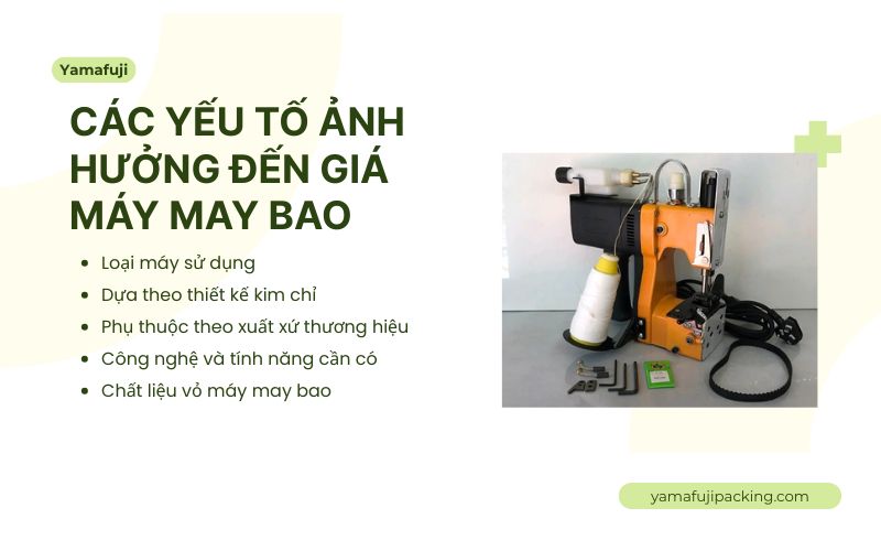 Các yếu tố ảnh hưởng đến giá máy may bao 