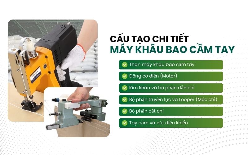 Cấu tạo chi tiết của máy khâu bao cầm tay