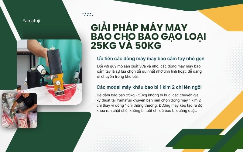 Giải pháp máy may bao cho bao gạo loại 25kg và 50kg