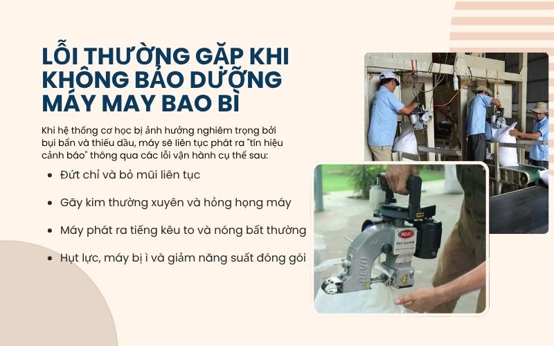 Lỗi thường gặp khi không bảo dưỡng máy may bao bì