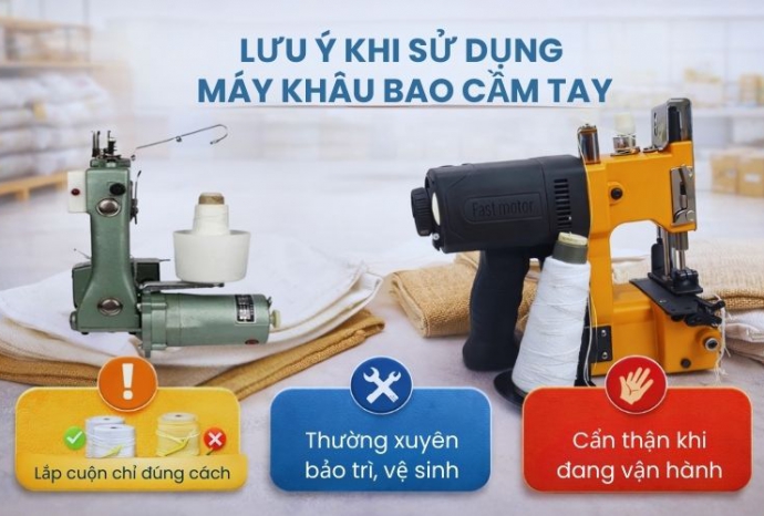 Lưu ý khi sử dụng máy khâu bao cầm tay
