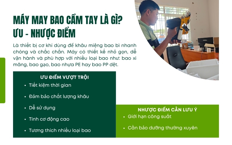 Máy may bao cầm tay là gì? Ưu - nhược điểm 