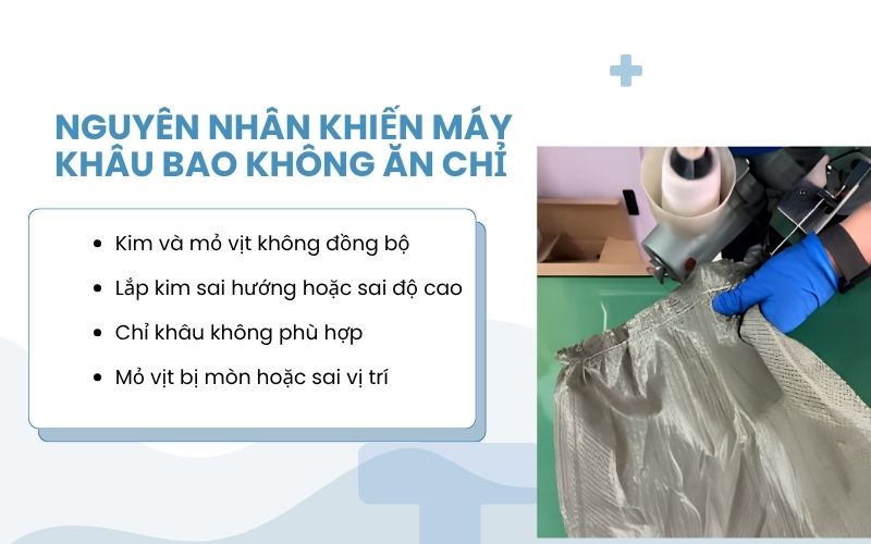 Nguyên nhân khiến máy khâu bao không ăn chỉ