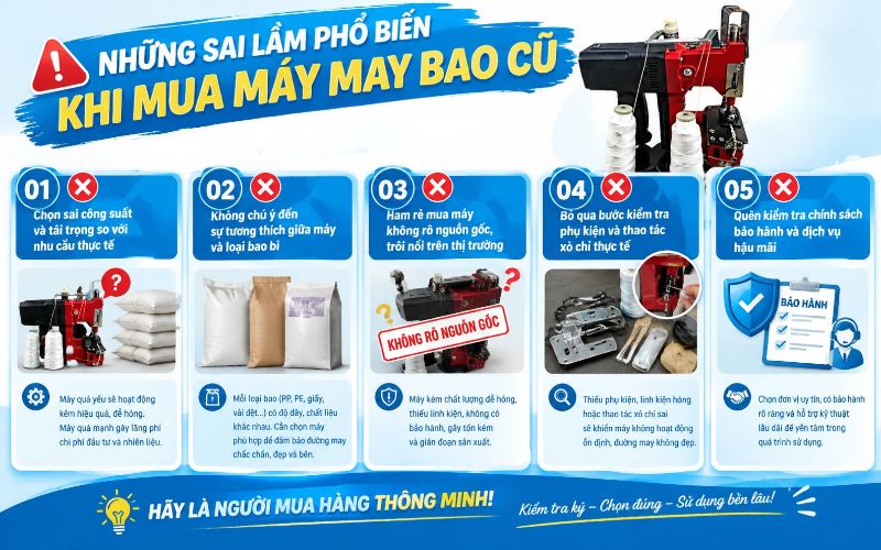 Những sai lầm thường gặp khi mua máy may bao 1 kim 2 chỉ