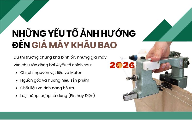 Những yếu tố ảnh hưởng đến giá máy khâu bao năm 2026