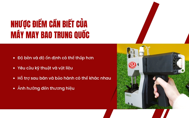 Nhược điểm cần biết của máy may bao Trung Quốc