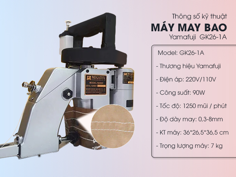 Thông số kỹ thuật máy may bao Yamafuji GK261A