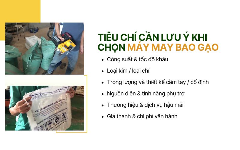 Tiêu chí cần lưu ý khi chọn máy may bao gạo