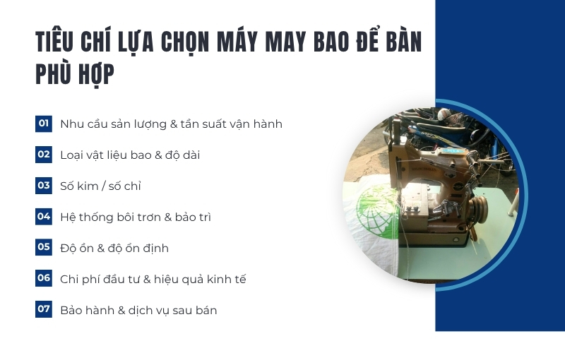 Tiêu chí lựa chọn máy may bao để bàn phù hợp