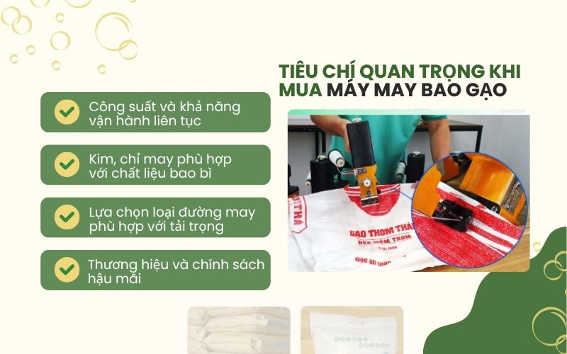 Tiêu chí quan trọng khi mua máy may bao gạo