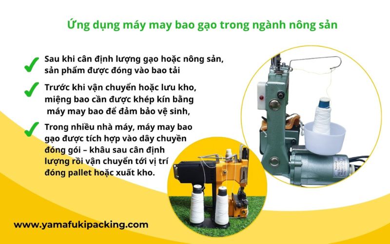 Ứng dụng máy may bao gạo trong ngành nông sản