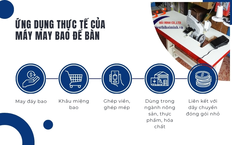 Ứng dụng thực tế của máy may bao để bàn