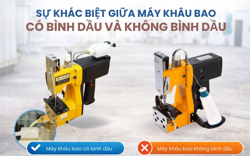 khác biệt giữa máy khâu bao có bình dầu và không bình dầu