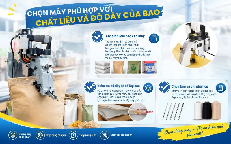 Chọn máy phù hợp với chất liệu và độ dày của bao