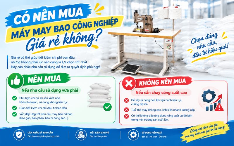 Có nên mua máy may bao công nghiệp giá rẻ không?