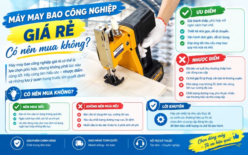 Máy may bao công nghiệp giá rẻ có nên mua không?